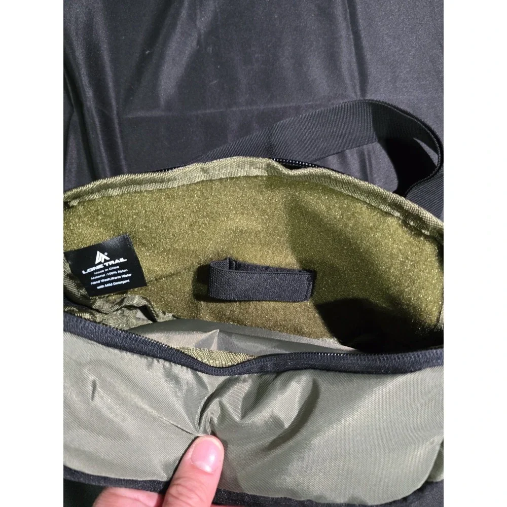 Lone Trail Green Black Nylon Hiking Waist Pack 3 Pockets Adjustable Lightweight